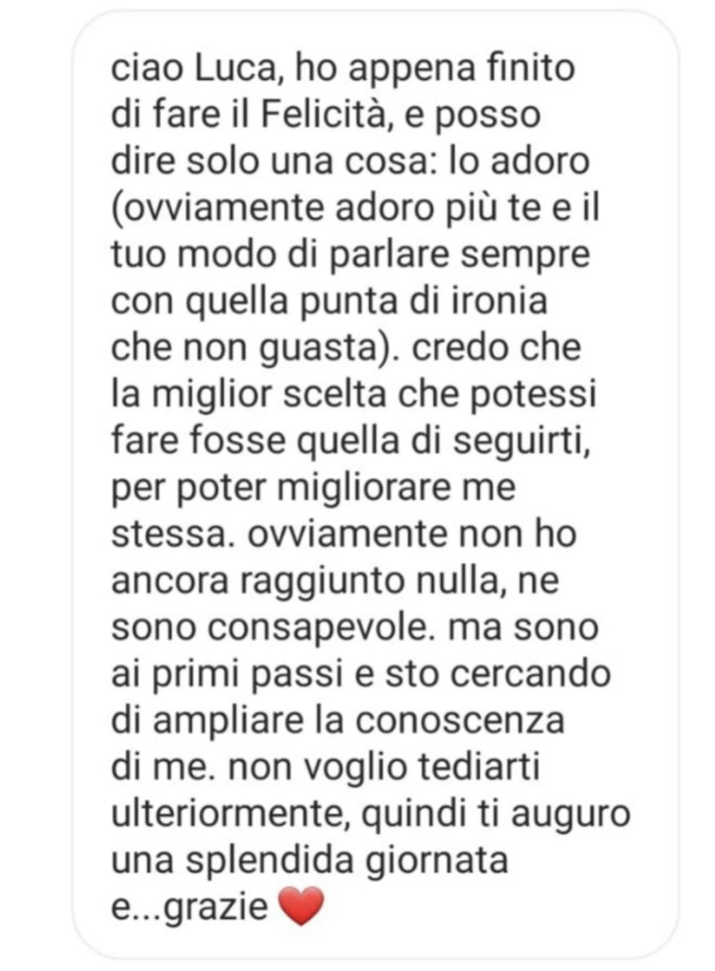 Testimonianza Instagram 11