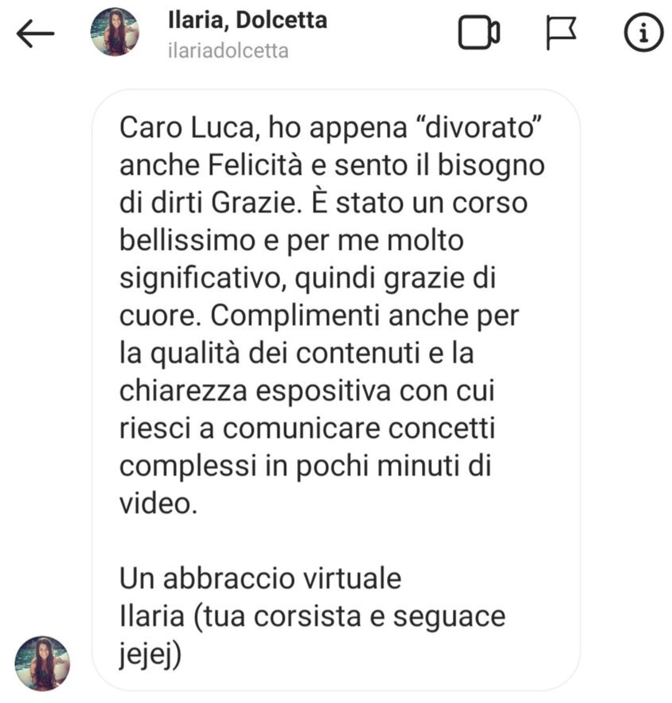 Testimonianza Instagram 2