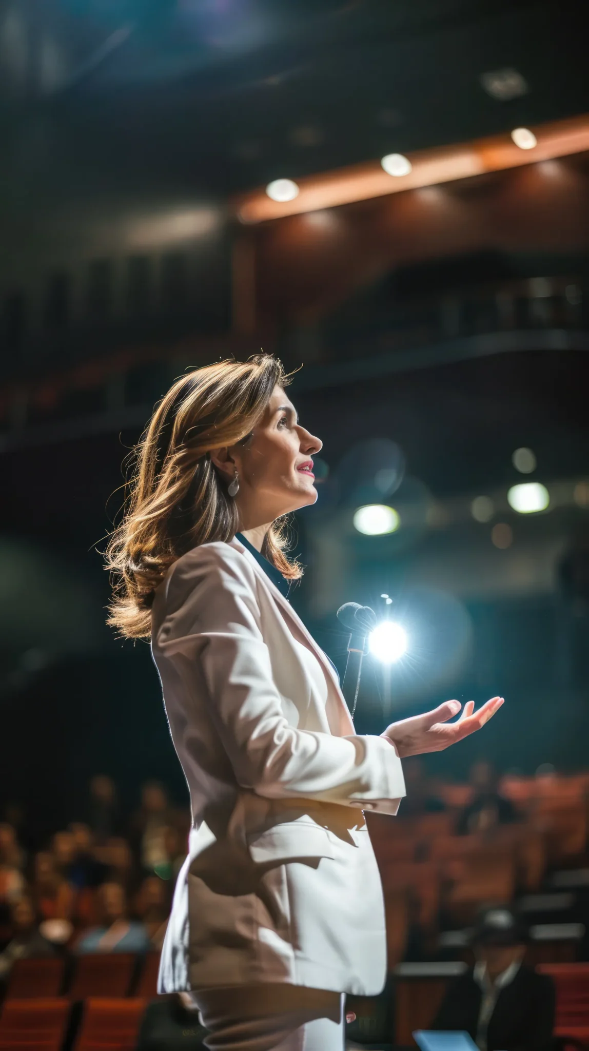 Female speaker delivering motivational speech